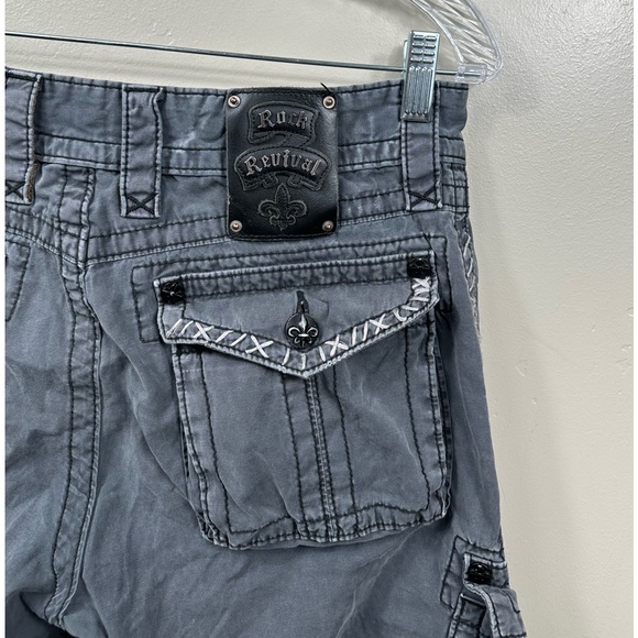 Rock Revival Men’s Cargo Shorts in Black Size 30 - Picture 4 of 6